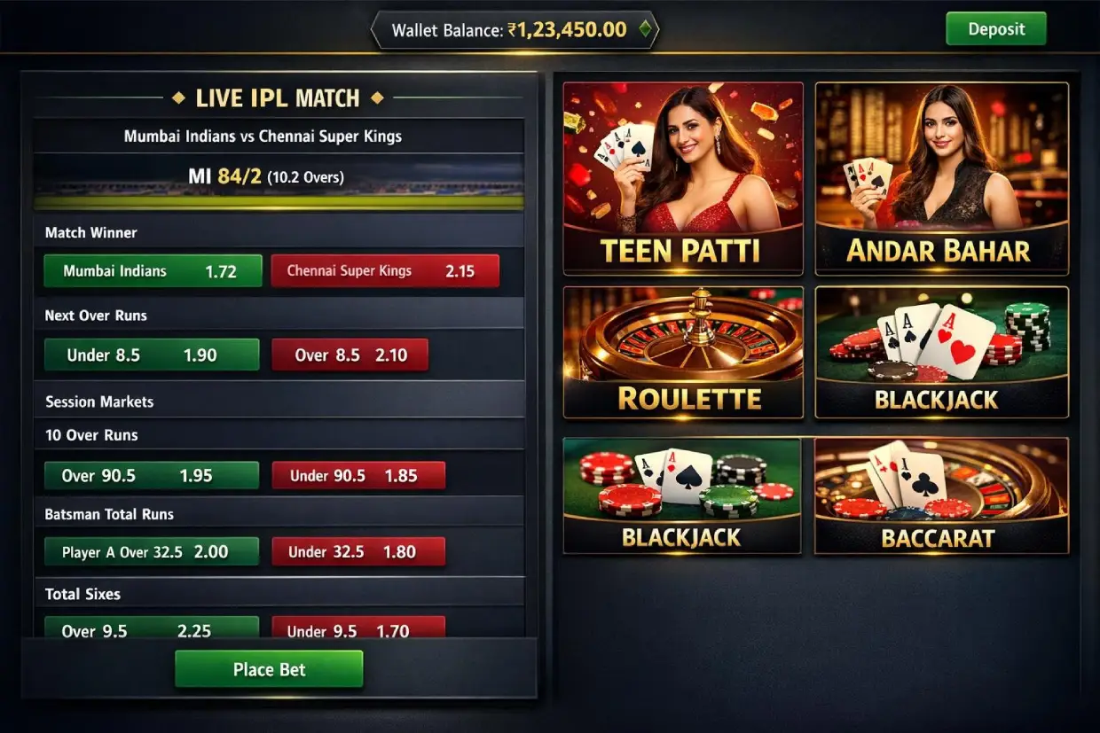 Lotus365 ID dashboard — sports, live cricket and casino on a single Lotus365app.biz account